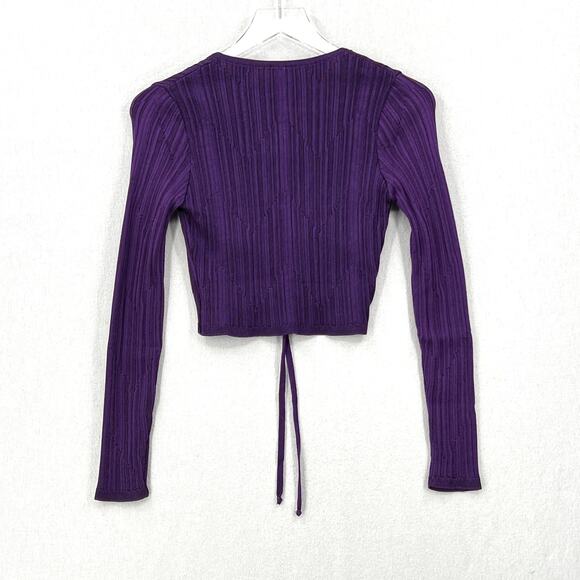 PAOLA BERNARDI Andressa Cropped Cardigan Small Purple Sparkle Knit Long Sleeve - Picture 3 of 12